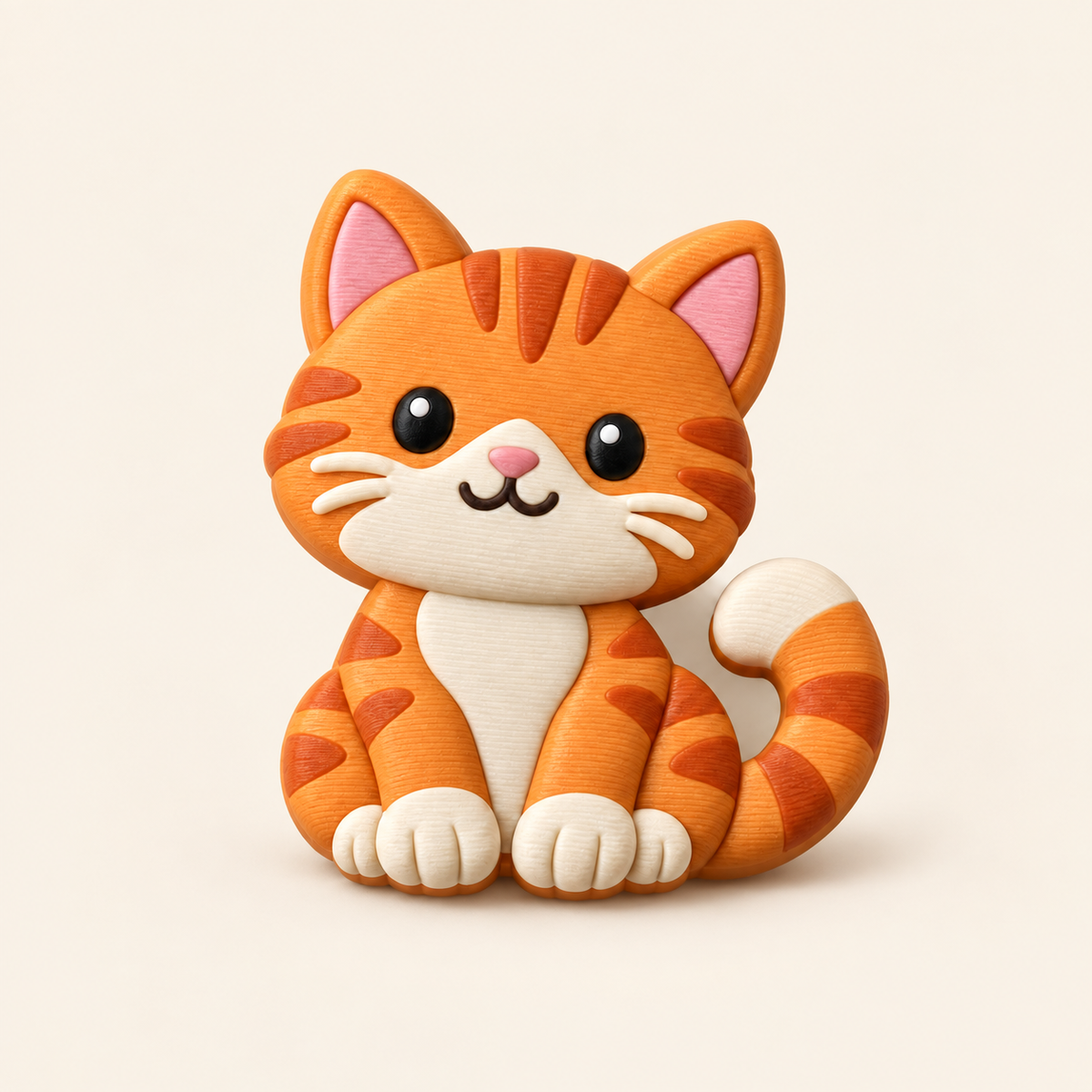 Orange tabby cat charm, sitting