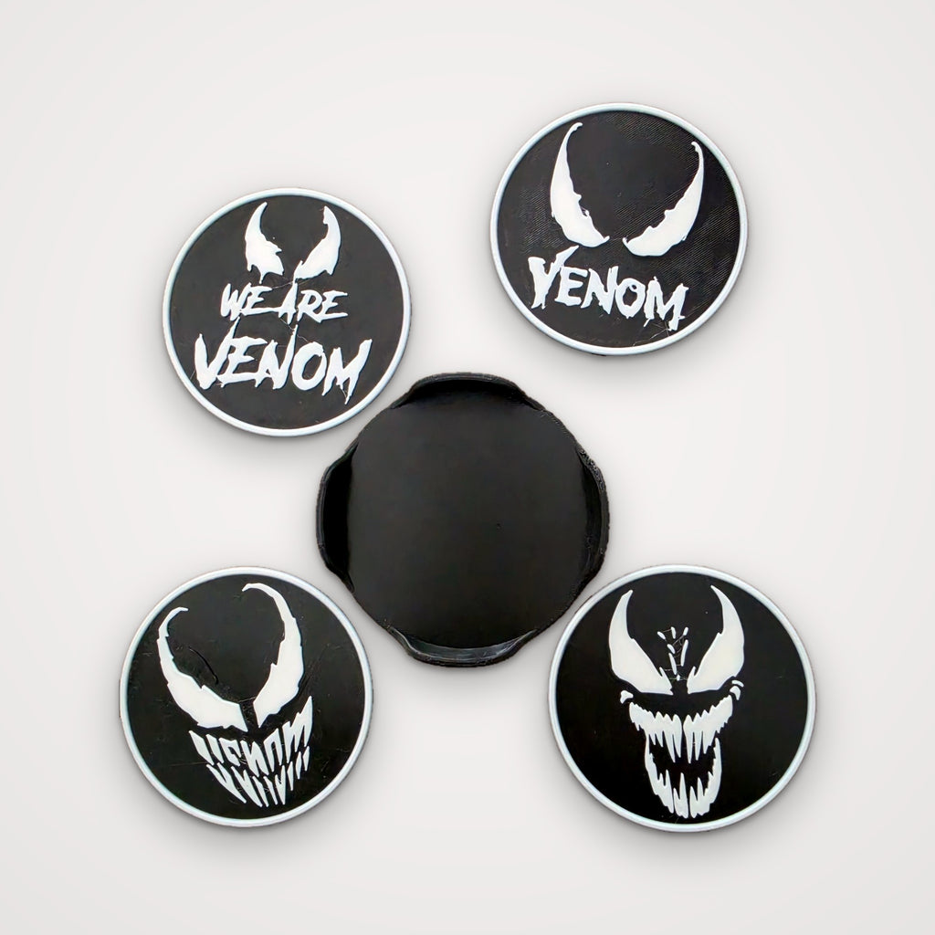 Venom Coaster Set (4 Coasters + Holder)